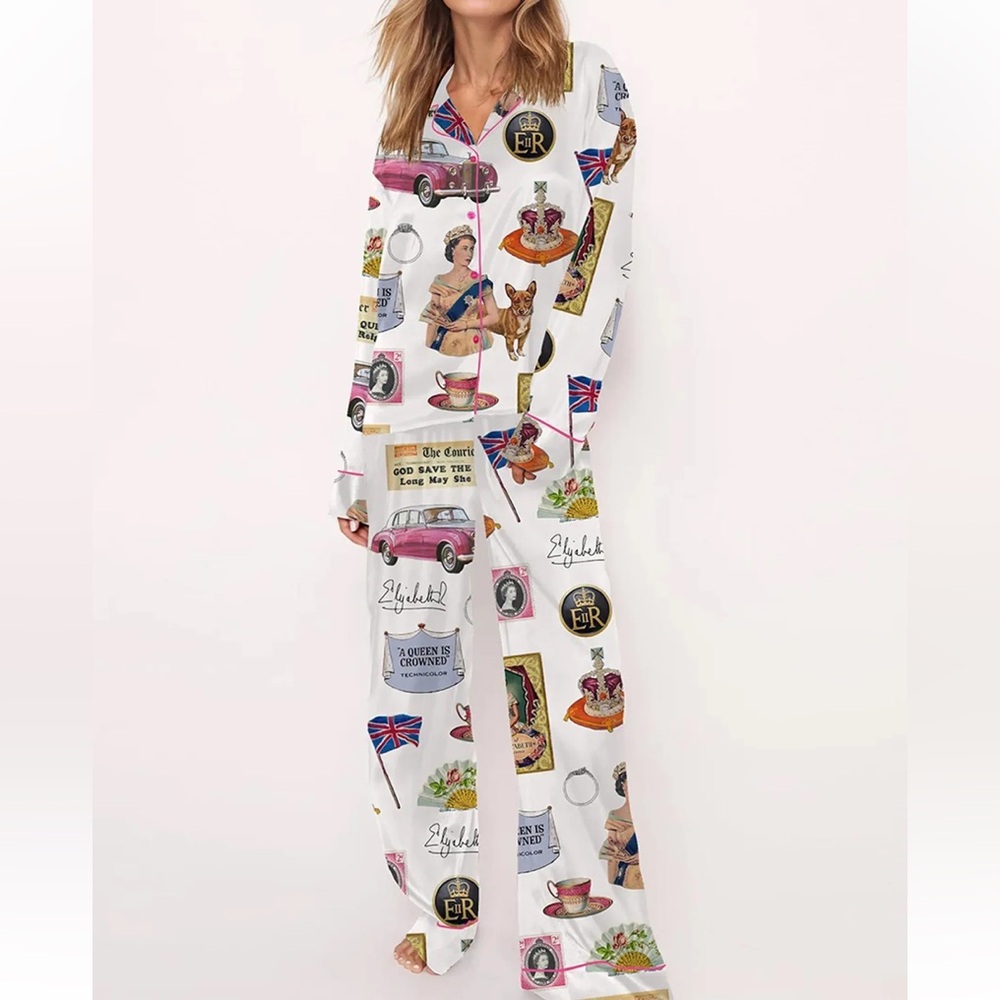 SheShow Queen Elizabeth II Vintage Pajama Set size XXL new with Tags - Picture 3 of 16